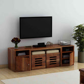 Maria Solid Sheesham Wood TV Unit With Coffee Table (Natural Finish)